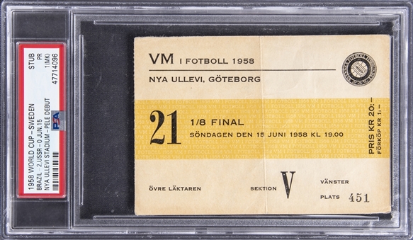 1958 World Cup Sweden Ticket Stub From Peles Debut Game On 6/15/1958 - PSA PR 1 (MK)